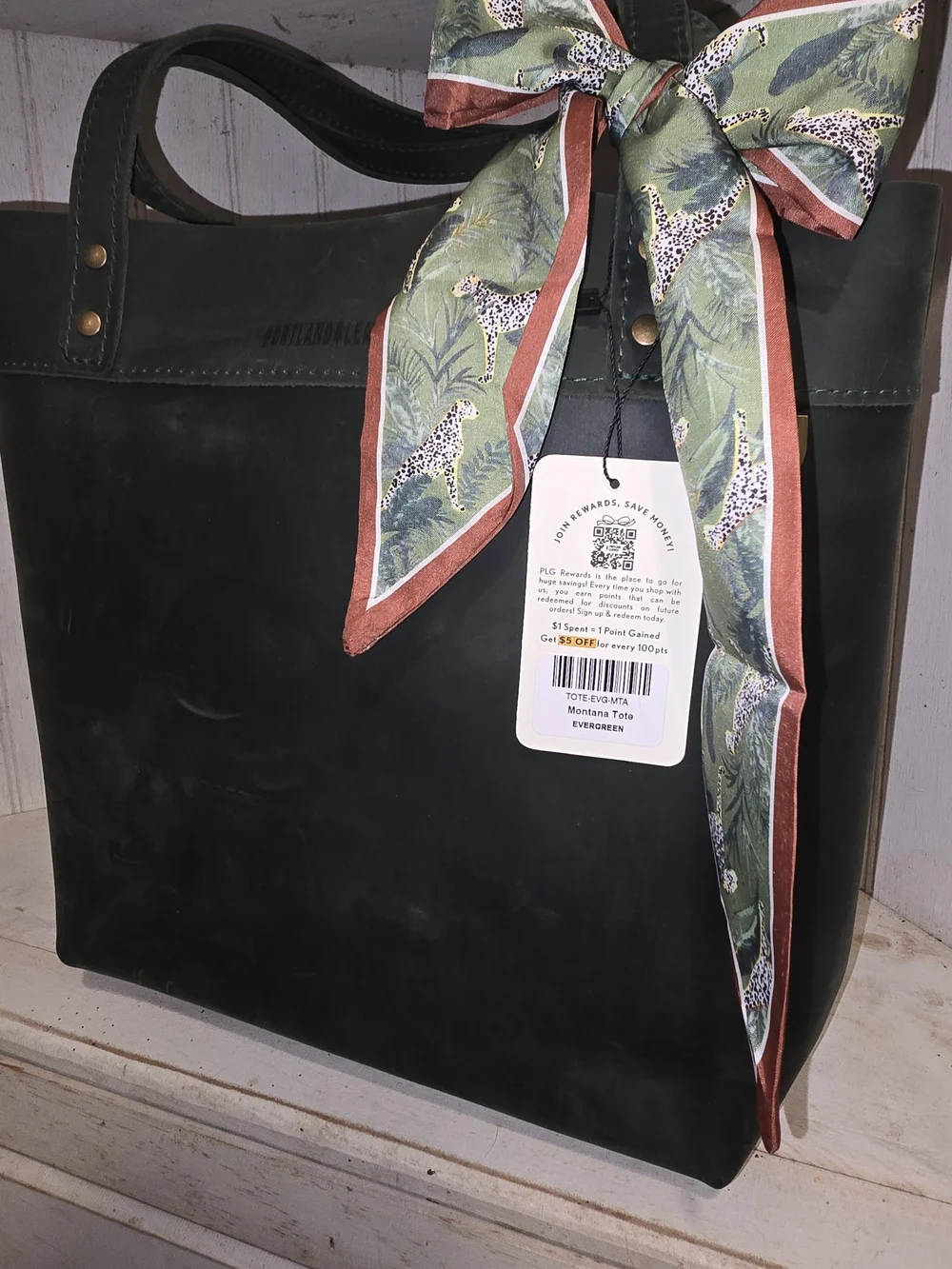 Portland Leather Montana Tote In Evergreen Color